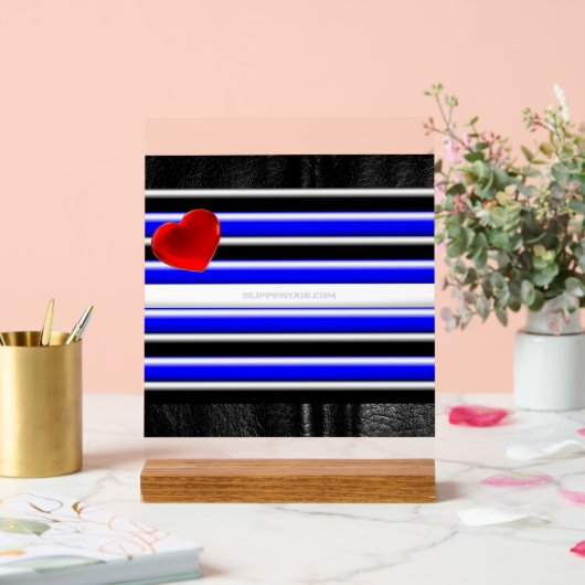 SlipperyJoeのゲイレザープライドフラグ黒王室のb アクリルサイン (ウェディング)