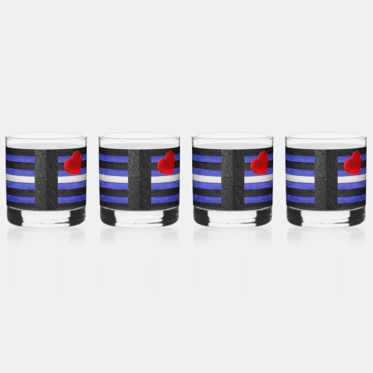 SlipperyJoeのゲイレザープライドフラグ黒王室のb ウイスキーグラス (左)