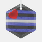 SlipperyJoeのゲイレザープライドフラグ黒王室のb ガラスオーナメント (正面)