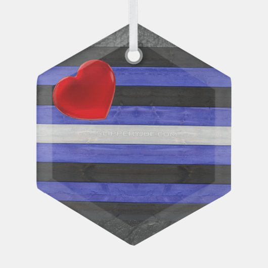 SlipperyJoeのゲイレザープライドフラグ黒王室のb ガラスオーナメント (正面)