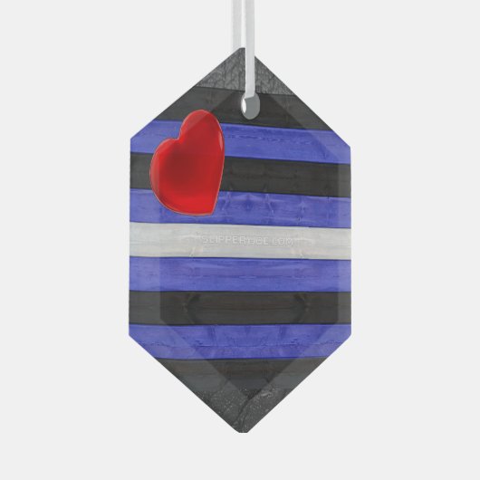 SlipperyJoeのゲイレザープライドフラグ黒王室のb ガラスオーナメント (正面右)