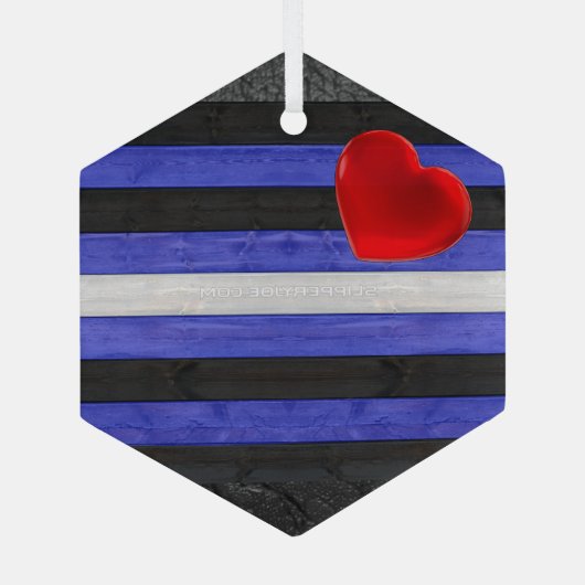 SlipperyJoeのゲイレザープライドフラグ黒王室のb ガラスオーナメント (裏面)