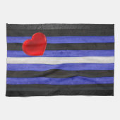 SlipperyJoeのゲイレザープライドフラグ黒王室のb キッチンタオル (横)