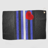 SlipperyJoeのゲイレザープライドフラグ黒王室のb ゴルフタオル (横)