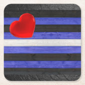 SlipperyJoeのゲイレザープライドフラグ黒王室のb スクエアペーパーコースター (正面)