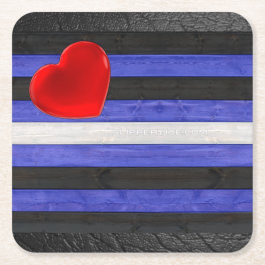 SlipperyJoeのゲイレザープライドフラグ黒王室のb スクエアペーパーコースター (正面)