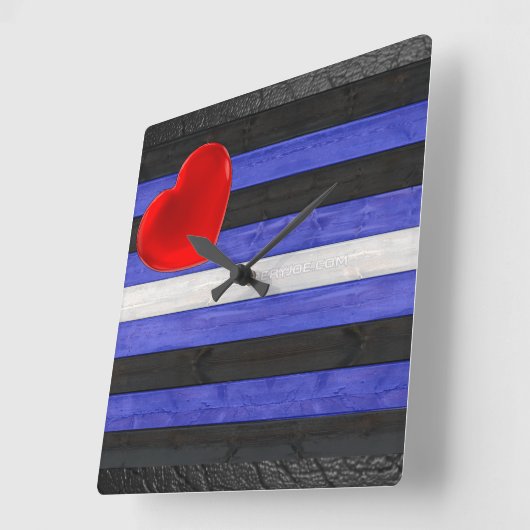 SlipperyJoeのゲイレザープライドフラグ黒王室のb スクエア壁時計 (傾斜)