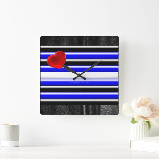 SlipperyJoeのゲイレザープライドフラグ黒王室のb スクエア壁時計 (ホーム)