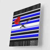 SlipperyJoeのゲイレザープライドフラグ黒王室のb スクエア壁時計 (傾斜)