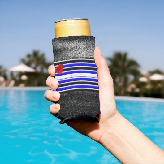 SlipperyJoeのゲイレザープライドフラグ黒王室のb スリム缶クーラー (インサイチュ プール)