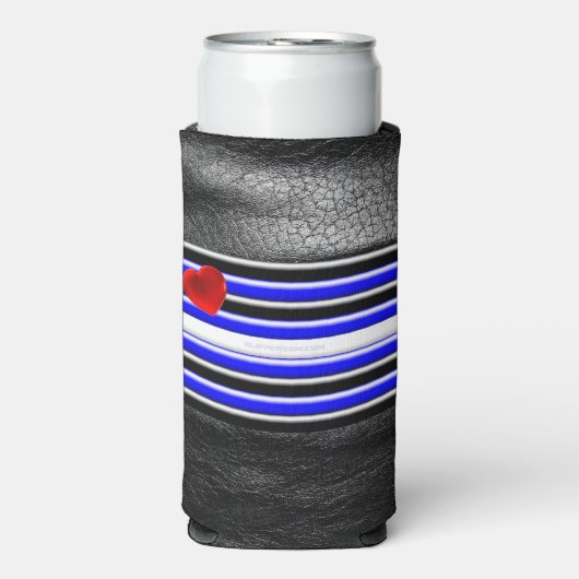 SlipperyJoeのゲイレザープライドフラグ黒王室のb スリム缶クーラー (Seltzer正面)