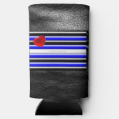 SlipperyJoeのゲイレザープライドフラグ黒王室のb スリム缶クーラー (裏面)