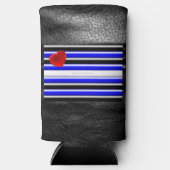 SlipperyJoeのゲイレザープライドフラグ黒王室のb スリム缶クーラー (正面)