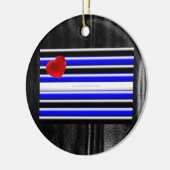 SlipperyJoeのゲイレザープライドフラグ黒王室のb セラミックオーナメント (左)