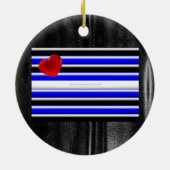 SlipperyJoeのゲイレザープライドフラグ黒王室のb セラミックオーナメント (裏面)