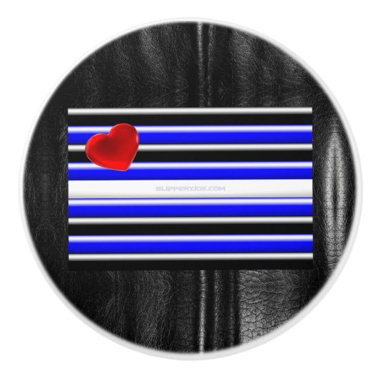 SlipperyJoeのゲイレザープライドフラグ黒王室のb セラミックノブ (正面)