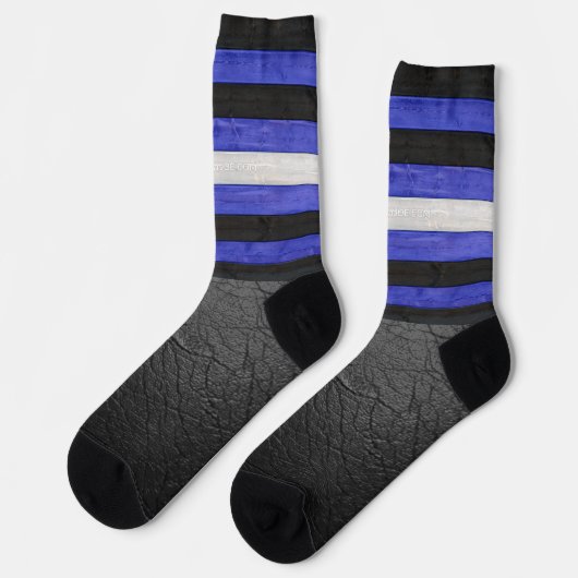 SlipperyJoeのゲイレザープライドフラグ黒王室のb ソックス (左)