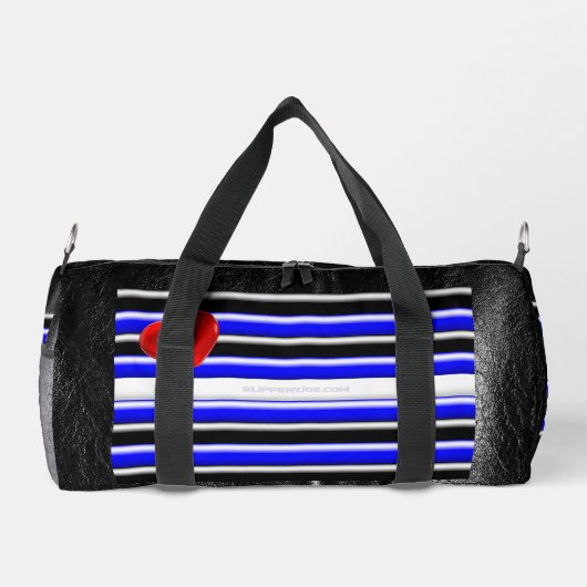 SlipperyJoeのゲイレザープライドフラグ黒王室のb ダッフルバッグ (裏面)