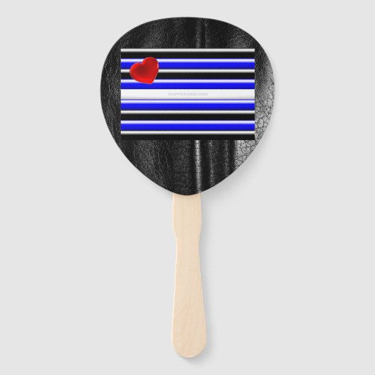 SlipperyJoeのゲイレザープライドフラグ黒王室のb ハンドファン (裏面)