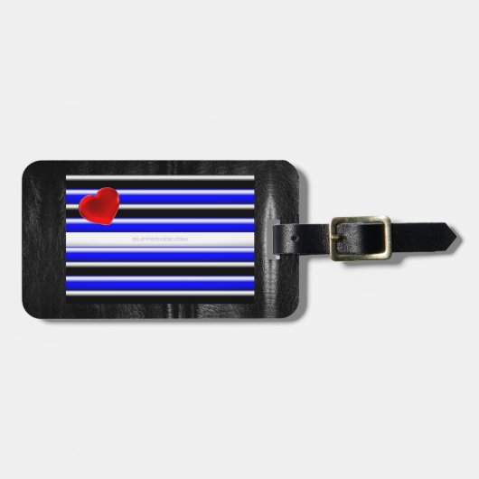 SlipperyJoeのゲイレザープライドフラグ黒王室のb ラゲッジタグ (正面横)