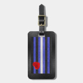 SlipperyJoeのゲイレザープライドフラグ黒王室のb ラゲッジタグ (正面縦)