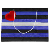 SlipperyJoeのゲイレザープライドフラグ黒王室のb ラージペーパーバッグ (正面)