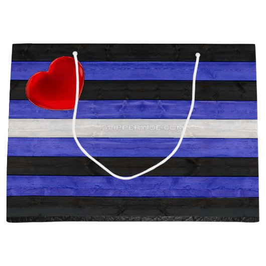 SlipperyJoeのゲイレザープライドフラグ黒王室のb ラージペーパーバッグ (正面)