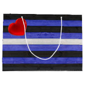 SlipperyJoeのゲイレザープライドフラグ黒王室のb ラージペーパーバッグ (裏面)