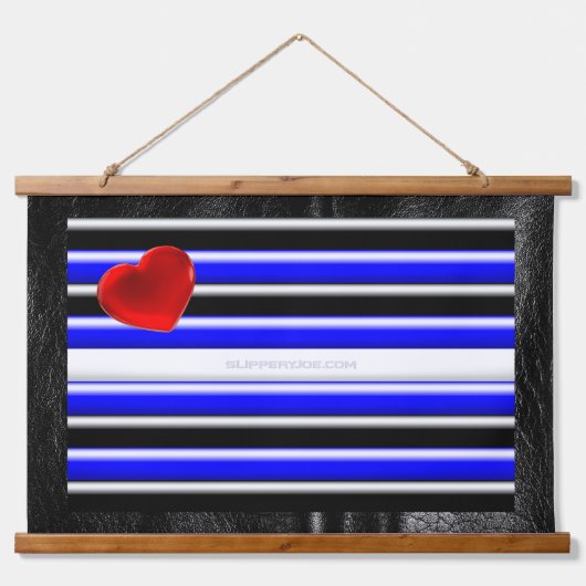 SlipperyJoeのゲイレザープライドフラグ黒王室のb 吊り下げ型タペストリー (正面)