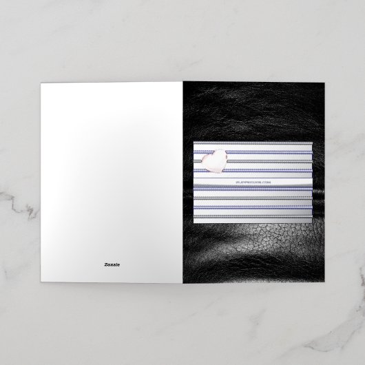 SlipperyJoeのゲイレザープライドフラグ黒王室のb 箔グリーティングカード (外側レイダウン)