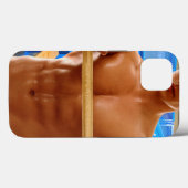 SlipperyJoeのシャツなし筋肉男の腹筋胸元 Case-Mate iPhoneケース (裏面 (横))