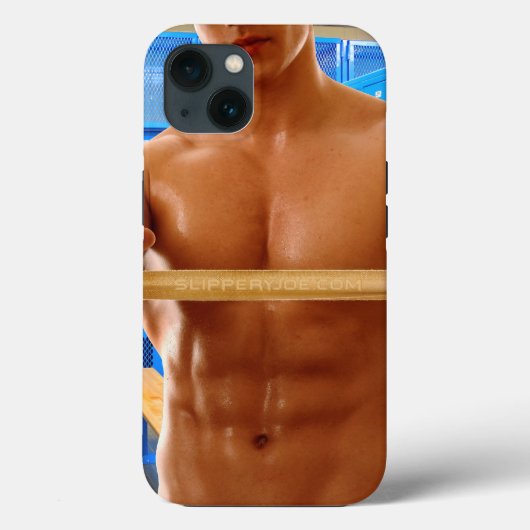 SlipperyJoeのシャツなし筋肉男の腹筋胸元 Case-Mate iPhoneケース (裏面)