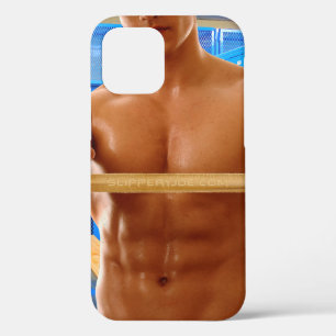 SlipperyJoeのシャツなし筋肉男の腹筋胸元 iPhone 12 Proケース