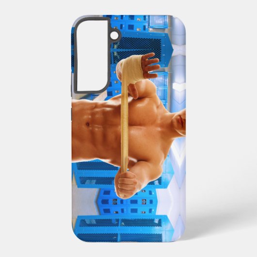 SlipperyJoeのシャツなし筋肉男の腹筋胸元 Samsung Galaxyケース (裏面)