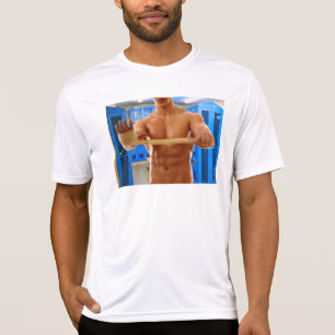 SlipperyJoeのシャツなし筋肉男の腹筋胸元 Tシャツ