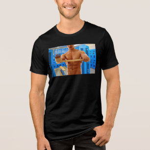 SlipperyJoeのシャツなし筋肉男の腹筋Tシャツ トライブレンドTシャツ