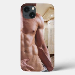 SlipperyJoeのシャツなし筋肉質な男性のトルソー シックスパック iPhone 13ケース