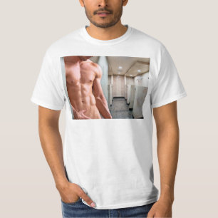 SlipperyJoeのシャツなし筋肉質な男性の胴体シックスパック Tシャツ