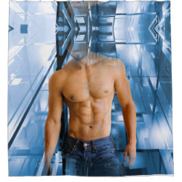 SlipperyJoeのシャツのない毛むくじゃらのラテン人セクシーな髭 シャワーカーテン