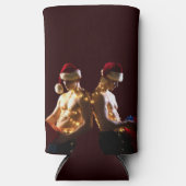 SlipperyJoeのシャツのない男性のバックツーバッククリスマス スリム缶クーラー (正面)