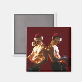 SlipperyJoeのシャツのない男性のバックツーバッククリスマス マグネット (正面/裏面)