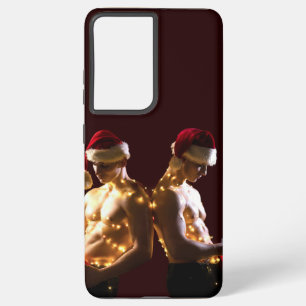 SlipperyJoeのシャツのない男性のバックツーバッククリスマス Samsung Galaxy S21+ケース