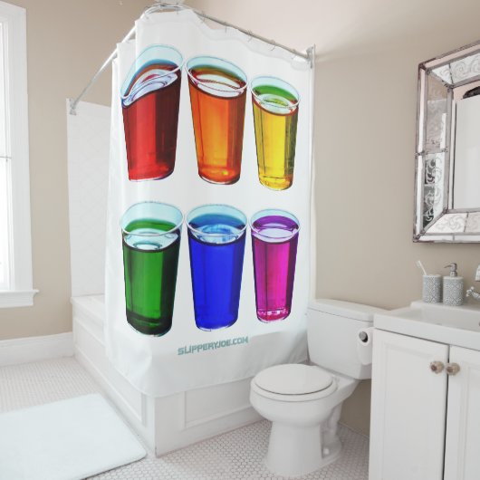 SlipperyJoeのショットグラス液体プライドカラーセル シャワーカーテン (インサイチュ)