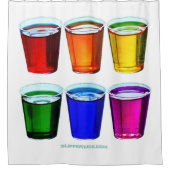 SlipperyJoeのショットグラス液体プライドカラーセル シャワーカーテン (正面)