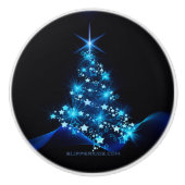 SlipperyJoeのスタイライズされた輝くクリスマスツリーの群れ セラミックノブ (正面)