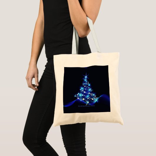 SlipperyJoeのスタイライズされた輝くクリスマスツリーの群れ トートバッグ (正面(商品))
