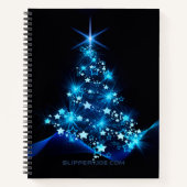 SlipperyJoeのスタイライズされた輝くクリスマスツリーの群れ ノートブック (正面)