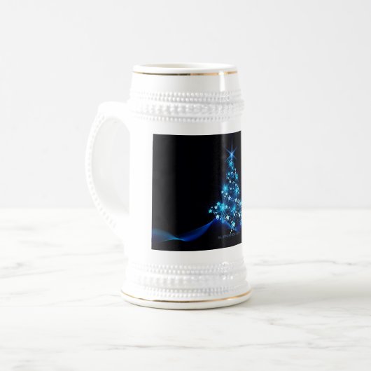 SlipperyJoeのスタイライズされた輝くクリスマスツリー隊 ビールジョッキ (正面左)