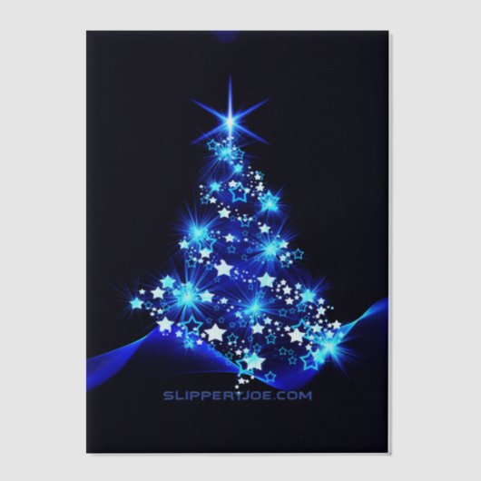 SlipperyJoeのスタイライズされた輝くクリスマスツリー隊 ベラム紙招待状 (正面)