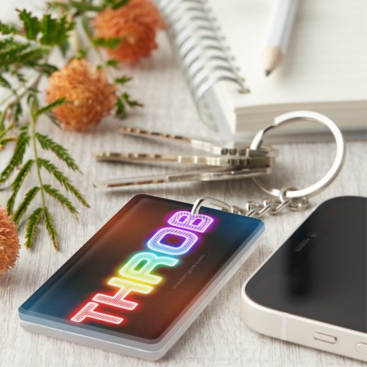 SlipperyJoeのスロブなレインボーのようなグラデーションの厚いca キーホルダー (正面右)